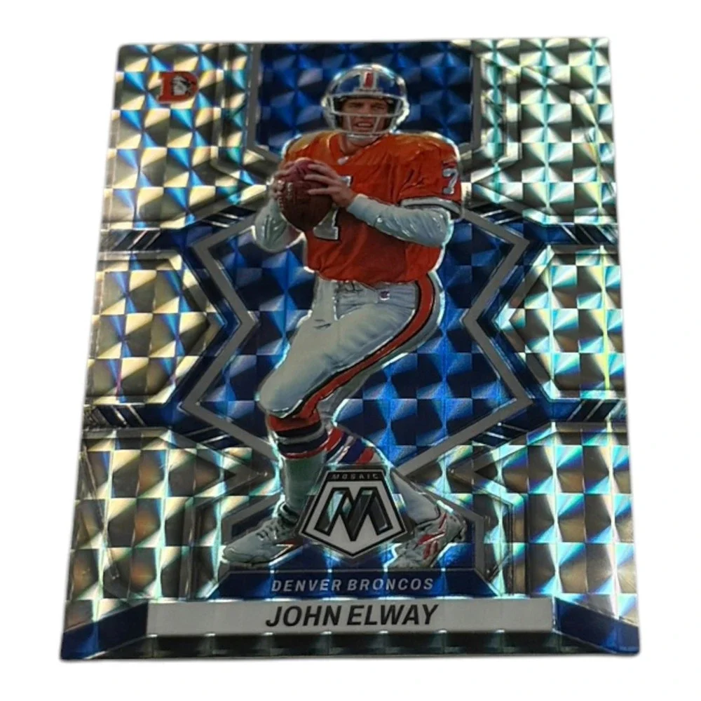 2022 Panini Mosaic John Elway Denver Broncos Blue Reactive Prizm No 63 NFL Card